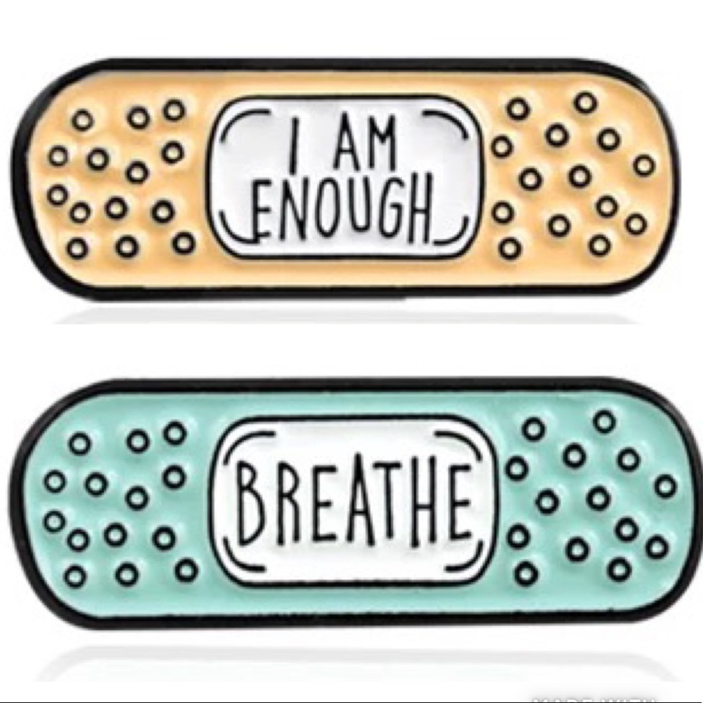 2pcs Mental Health Self-Care Bandaid Enamel Pins - Picture 3 of 10